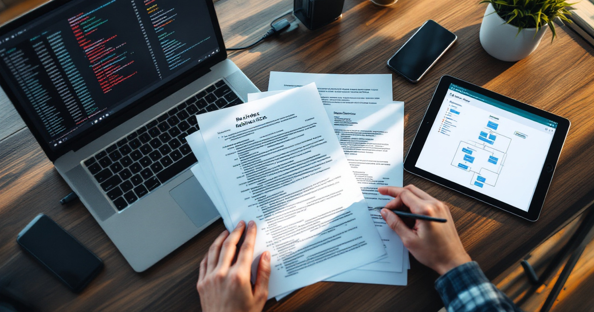 Hands analyzing server logs and crawl patterns before requesting Google reindexing