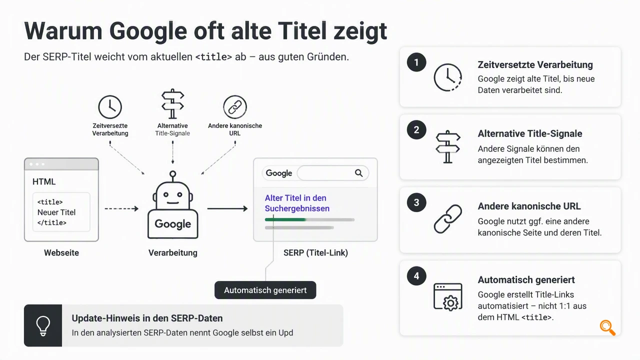 Illustration for Warum Google alte Seitentitel weiter anzeigen kann