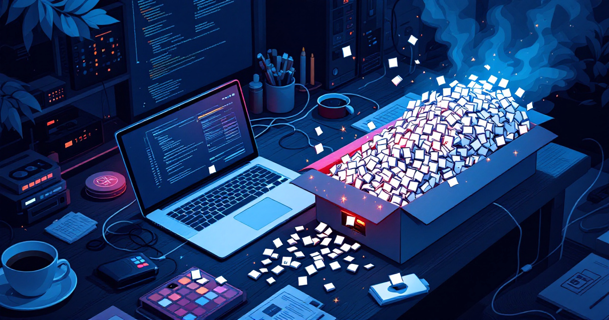 Overloaded indexing pipeline concept with excessive page submissions causing system strain on a developer workstation