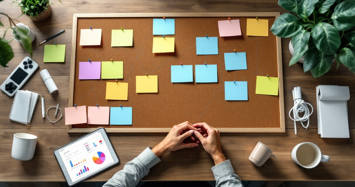 Hands organizing blank cards and charts to represent tracking and allocating indexing requests