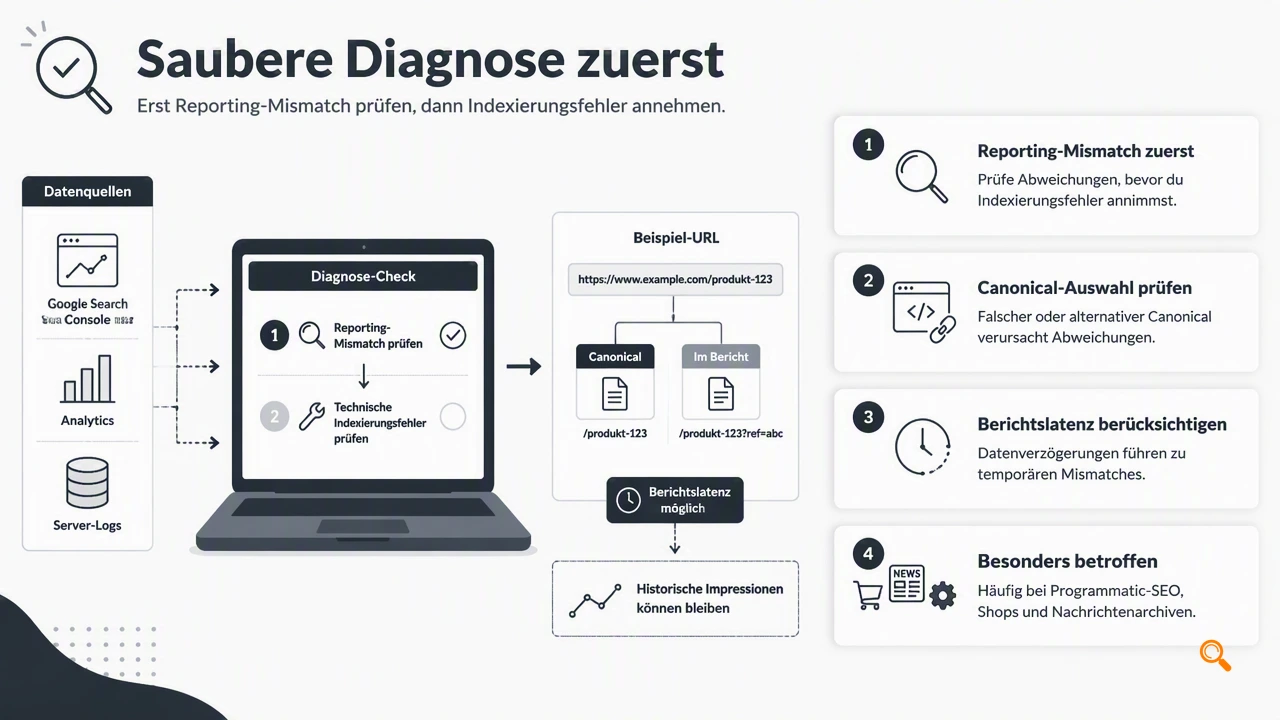 Illustration for So trennt die Diagnose Reporting, Canonical und echtes Indexing