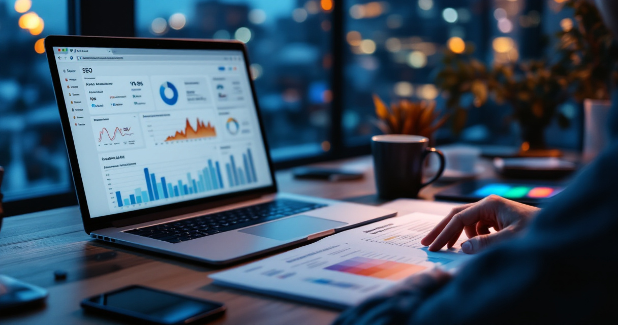 Over-the-shoulder desk scene showing a single webpage being checked for a fast recrawl request