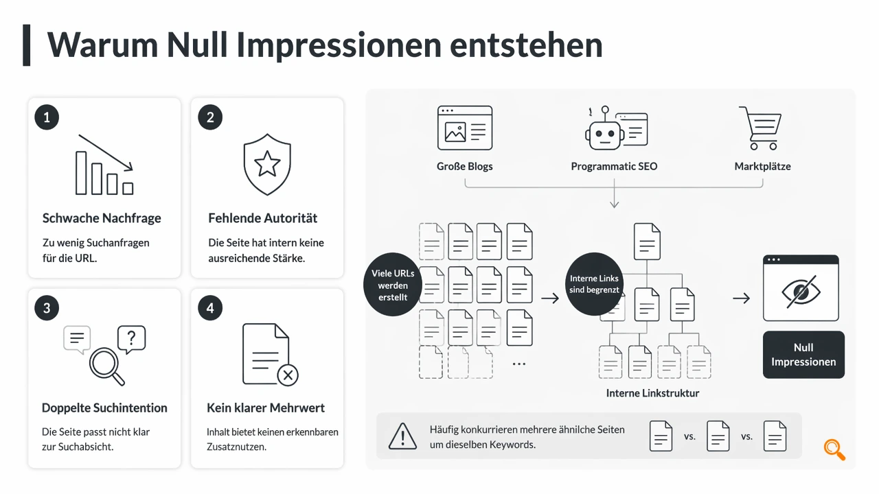 Illustration for Welche Ursachen erklären null Impressionen?