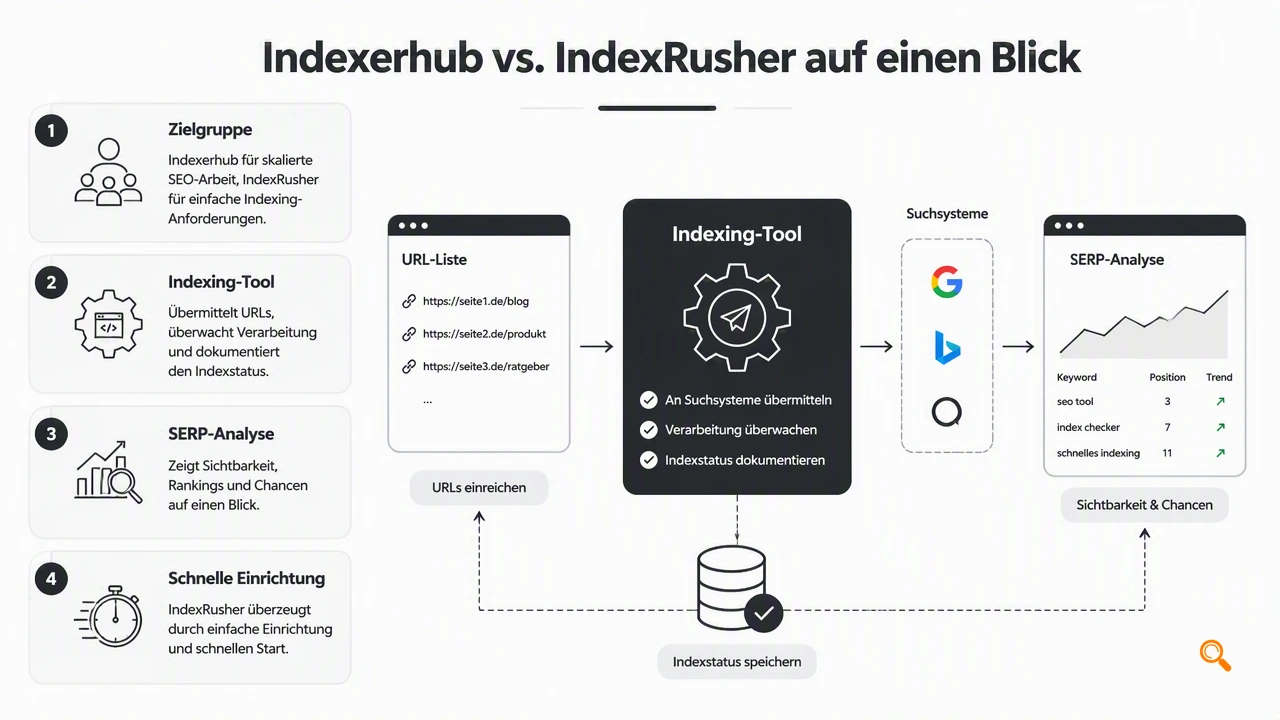 Illustration for IndexerHub vs IndexRusher im Funktionsvergleich