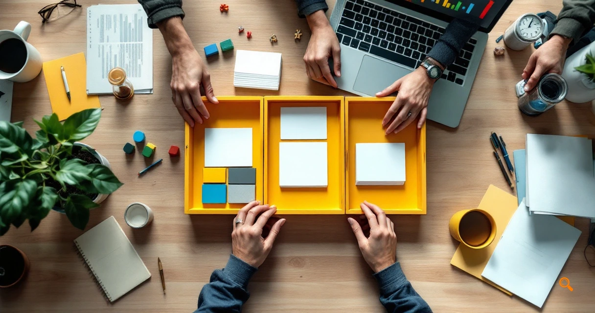 Agency operations desk organizing bulk URL indexing workflow with trays, cards, and progress tracking