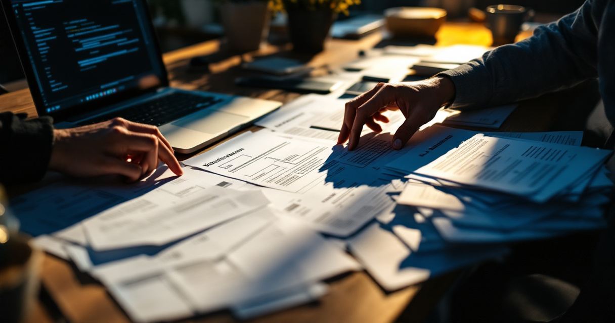 Hands organizing website page diagrams beside laptop, representing fixing crawl budget waste and reducing crawl backlog
