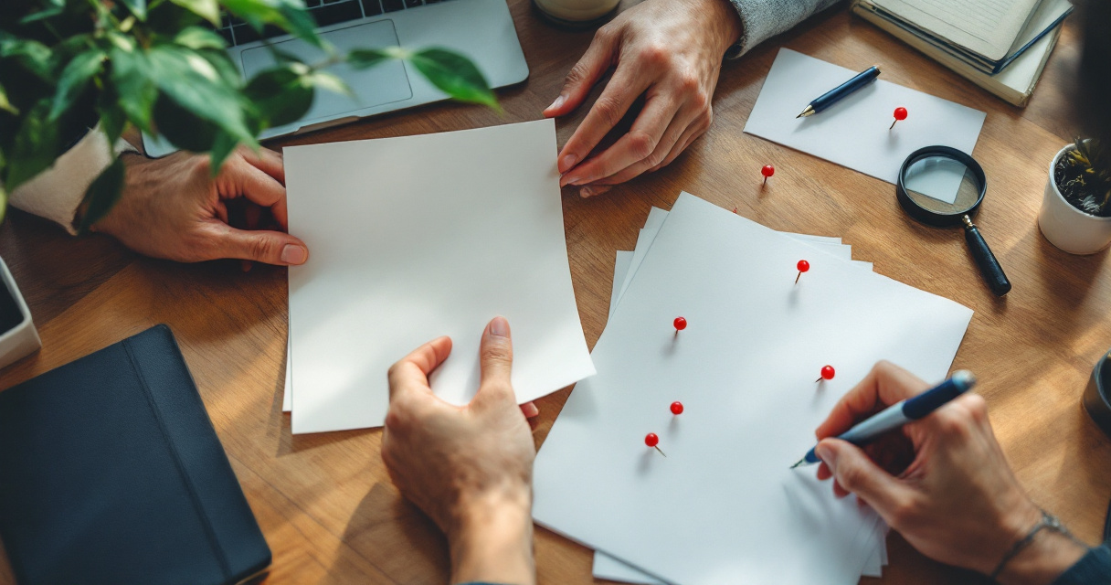 Hands prioritizing stale content by search risk signals during an SEO audit