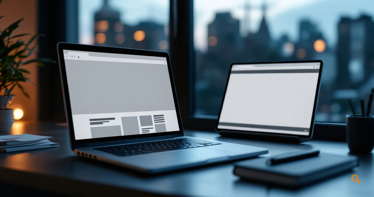Empty webpage on SEO workstation illustrating why soft 404 pages are excluded