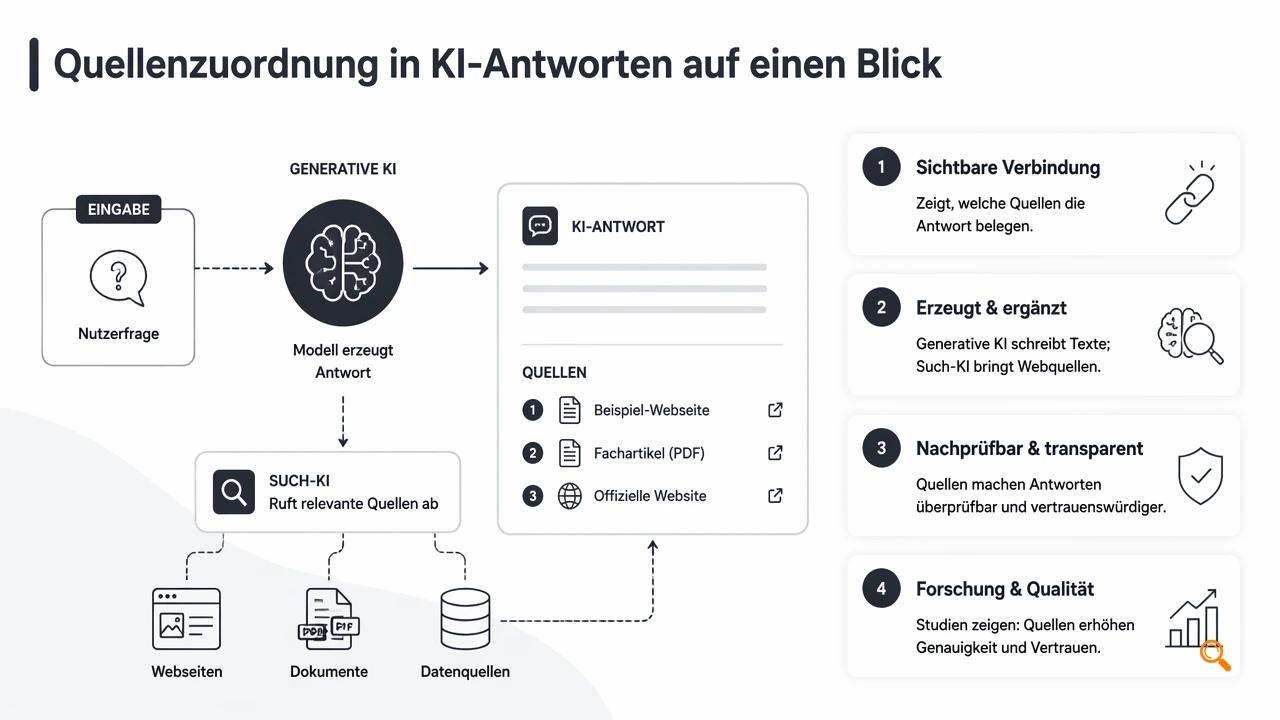 Illustration for Was bedeutet Quellenzuordnung in KI-Antworten?
