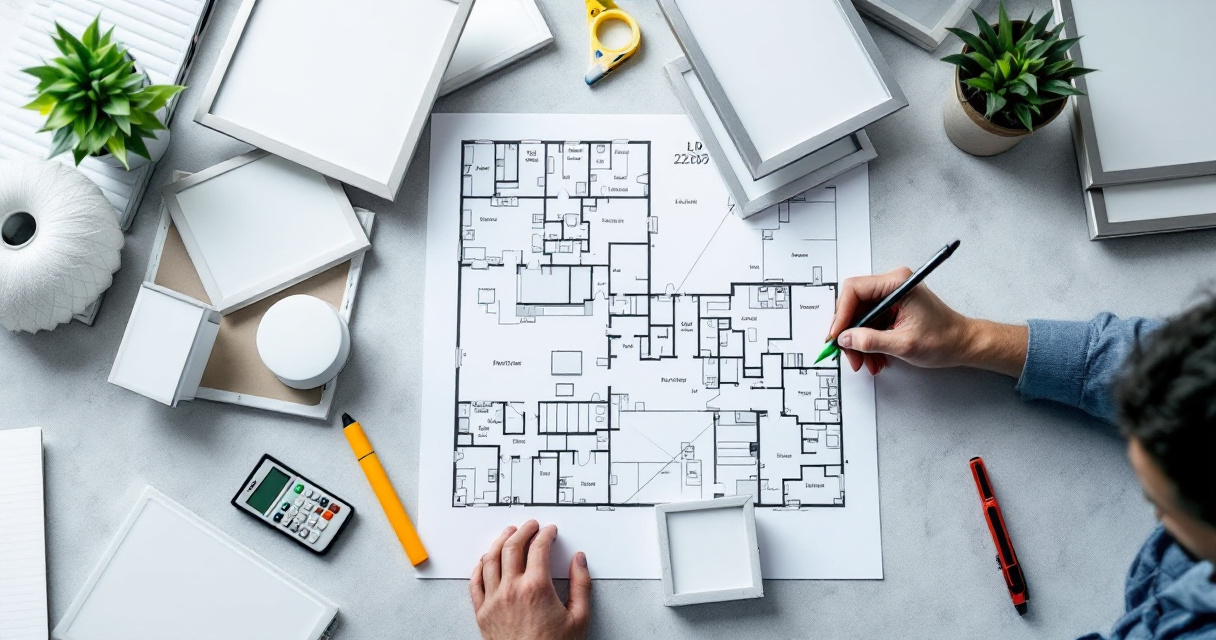 Contractor calculating energy savings for drop ceiling LED fixture replacement in a commercial office