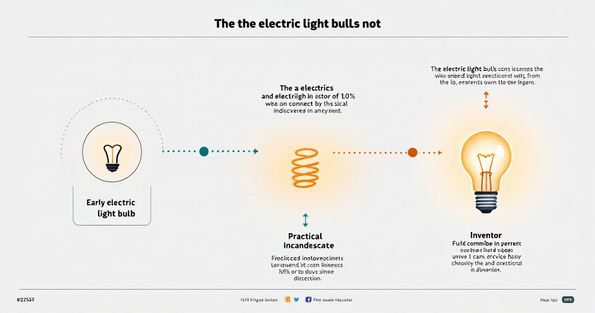Infographic showing the electric bulb’s history as a shared progression from early electric light experiments to practical bulbs, commercialization, and modern connected lighting.