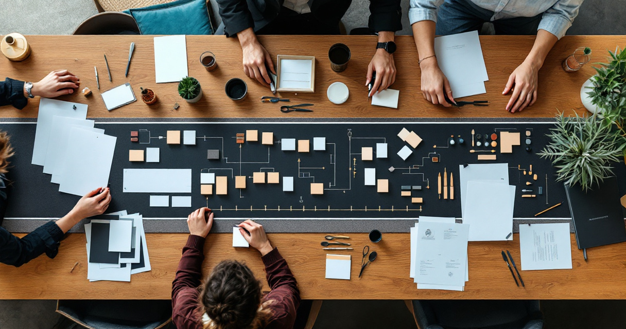 Event planners mapping guest flow and visual system for branded AI headshots