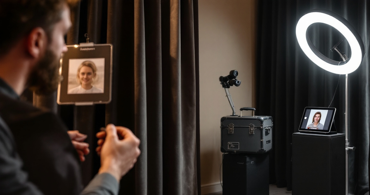 AI photo booth compared with a classic booth at a corporate event