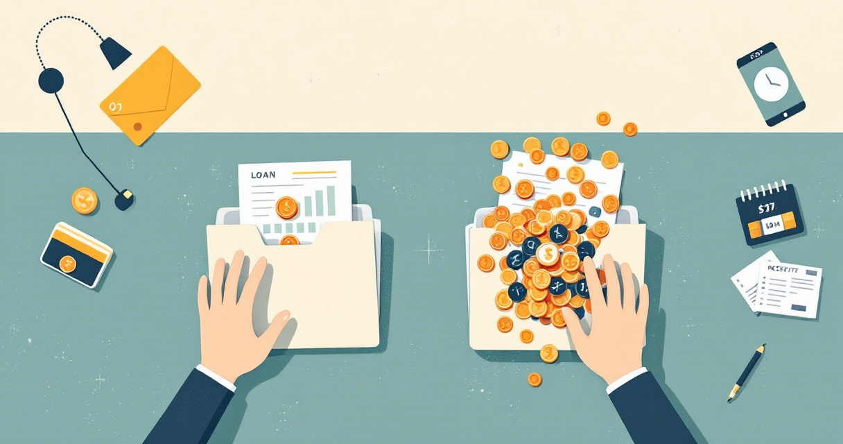 Illustration comparing a simple interest cost pile with a larger pile including extra loan fees