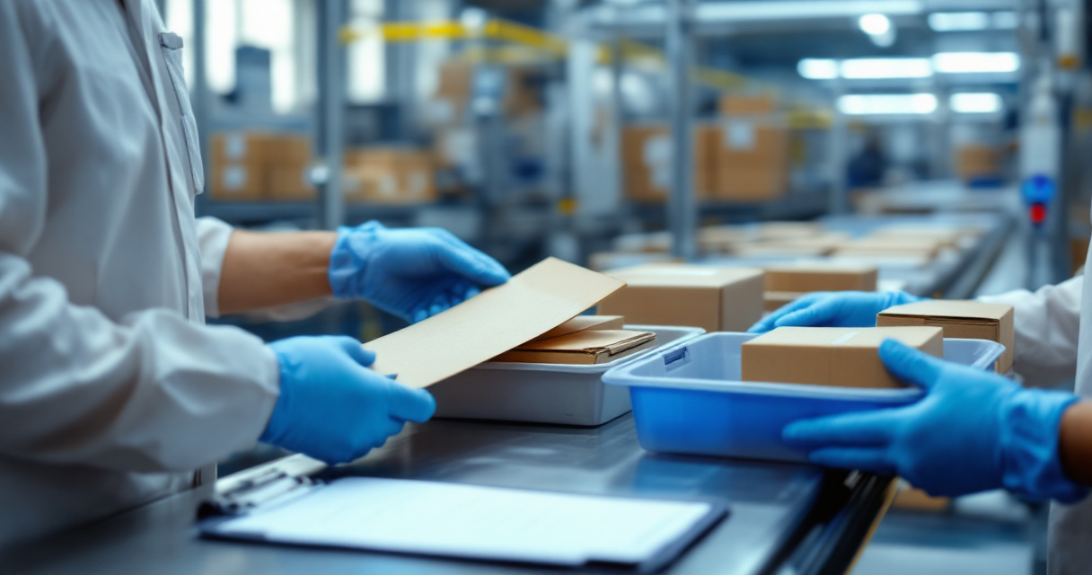 Technicians testing adhesive bond quality during a live packaging line trial