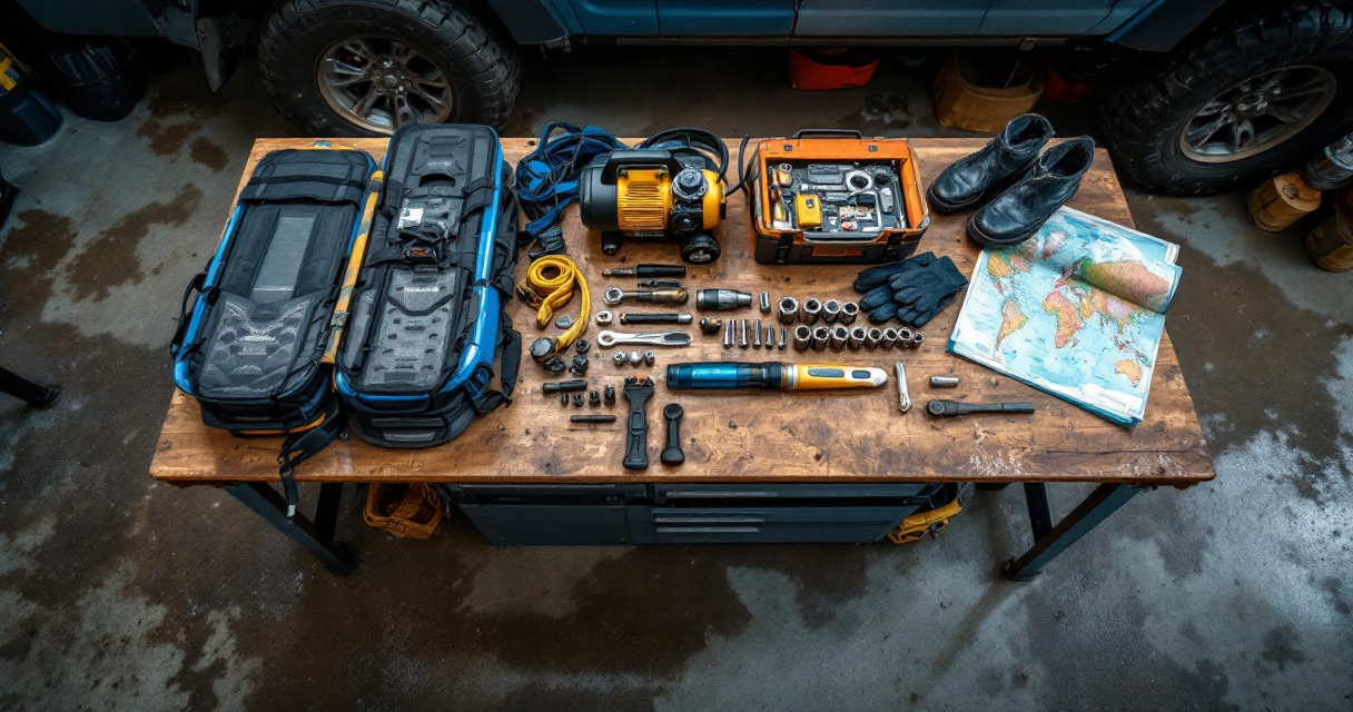 Organized Jeep beginner upgrade layout prioritizing recovery gear and protection before expensive mods