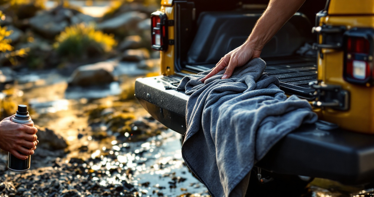 Drying hinges, preventing rust, and cleaning Jeep interior after a muddy trail ride