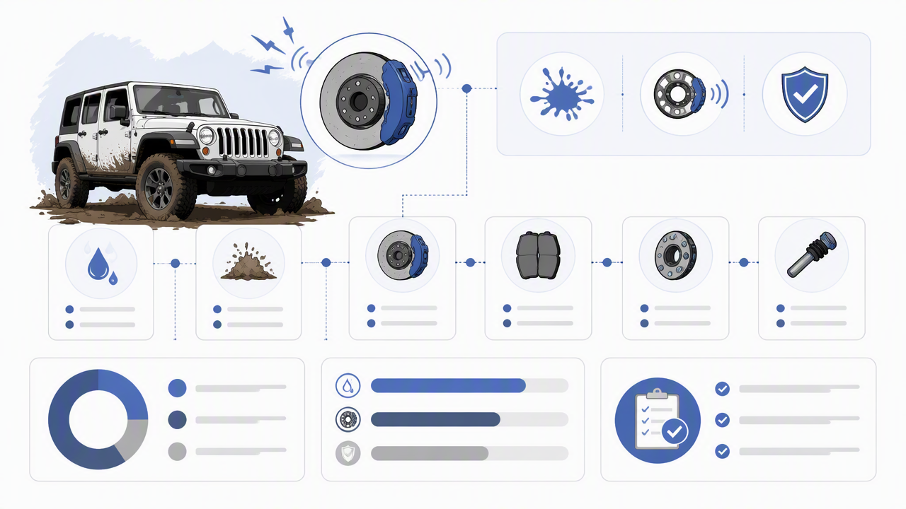 Infographic summarizing key insights about Jeep Brake Noise After Mudding? What to Check First