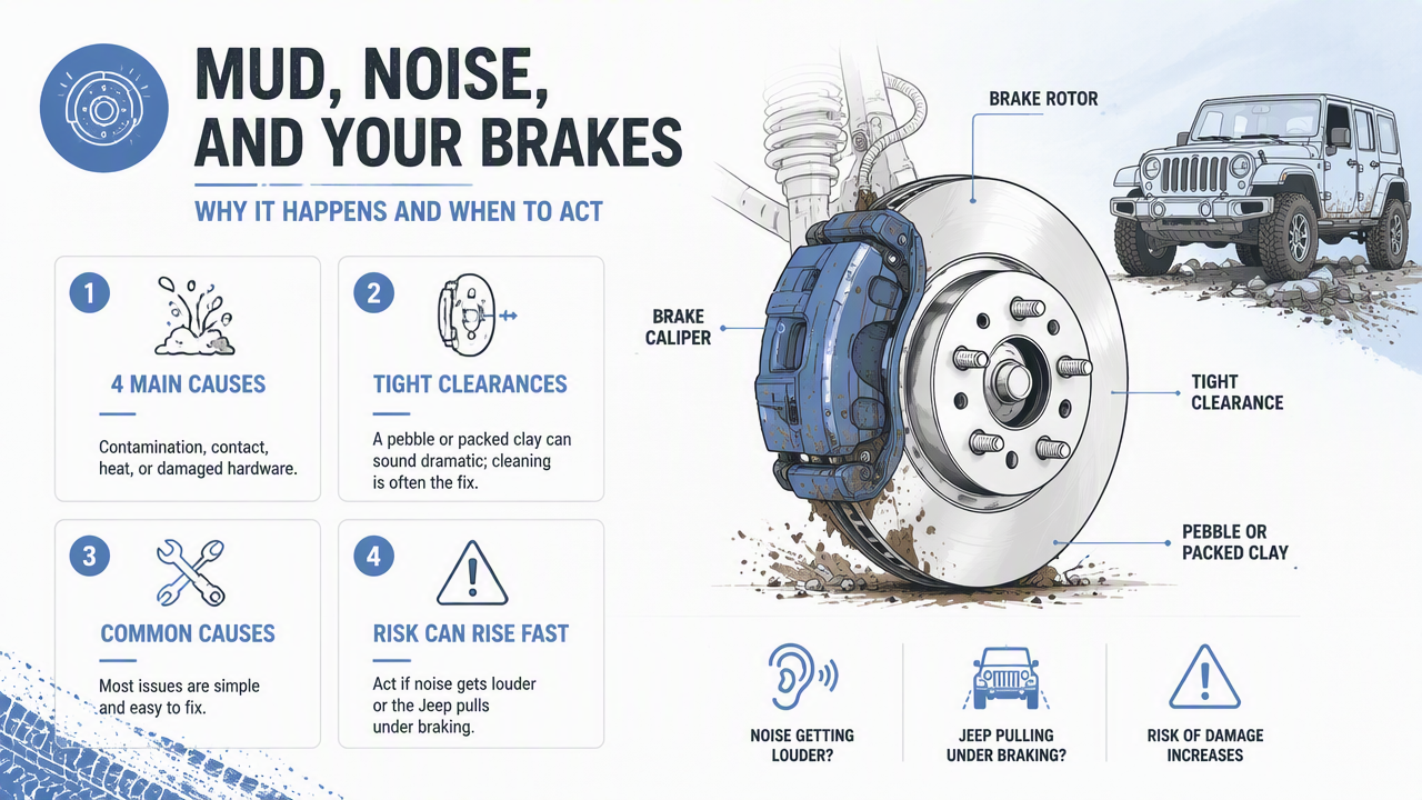 Illustration for What causes Jeep brake noise after mudding?
