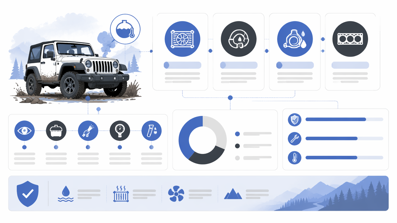 Infographic summarizing key insights about Jeep Coolant Smell After Off Road: Causes, Checks, and Safe Fixes