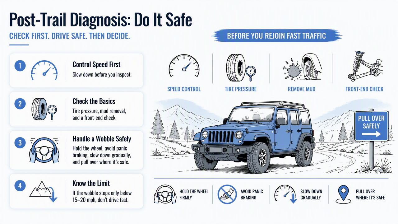 Illustration for How do you diagnose death wobble before driving home?