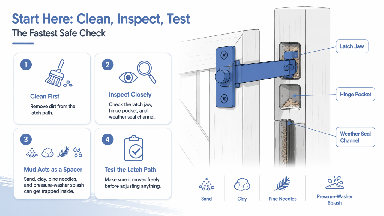 Illustration for How do you check simple latch, seal, and striker problems?