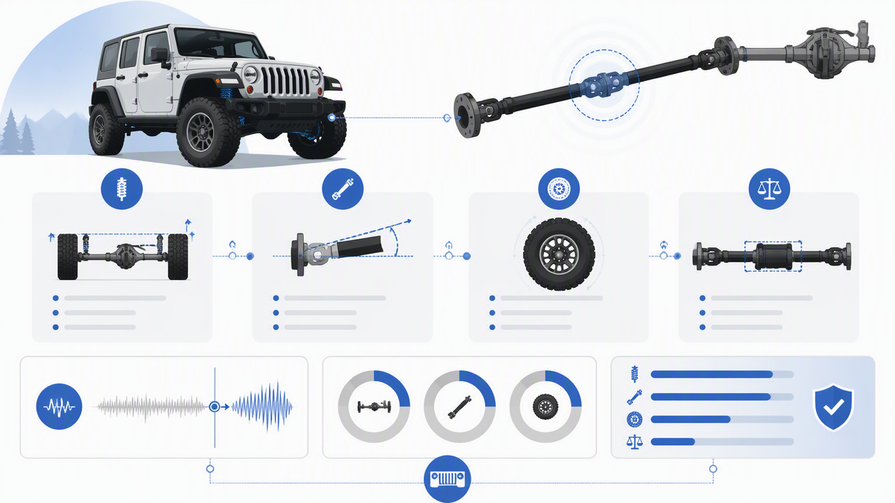 Infographic summarizing key insights about Jeep Driveshaft Vibration After Lift? What Changed Underneath
