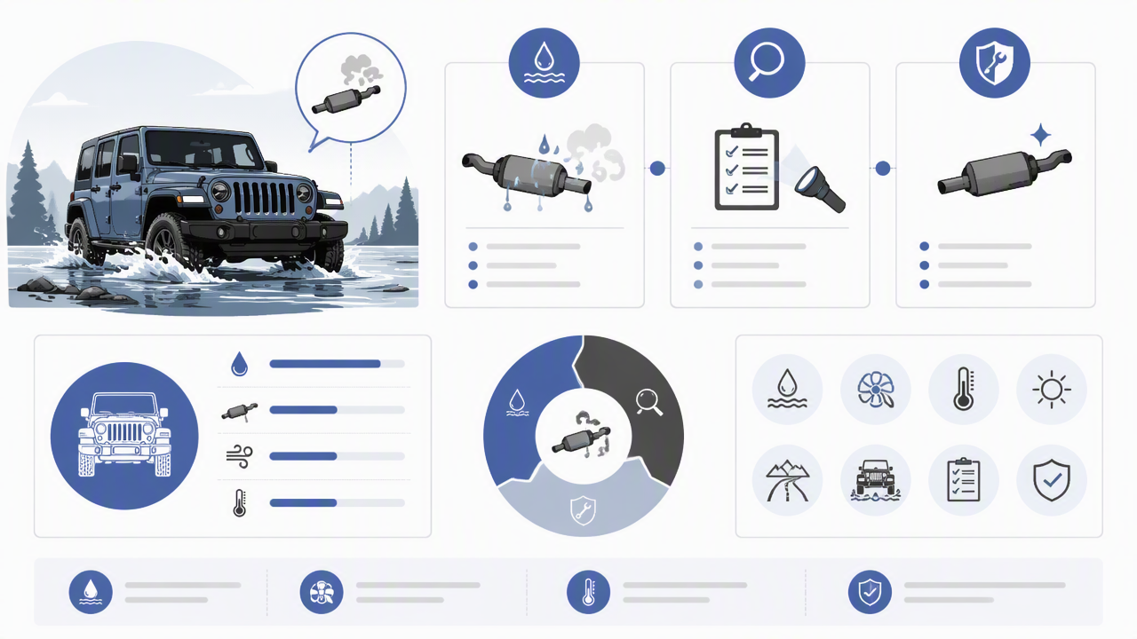 Infographic summarizing key insights about Jeep Exhaust Smell After Water Crossing: Causes, Checks, and Safe Fixes