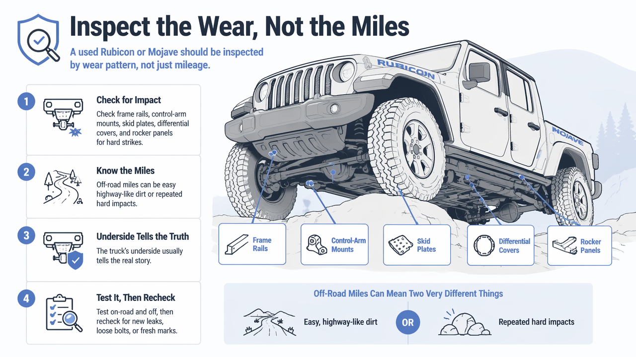 Illustration for Used Gladiator buyer checks before choosing