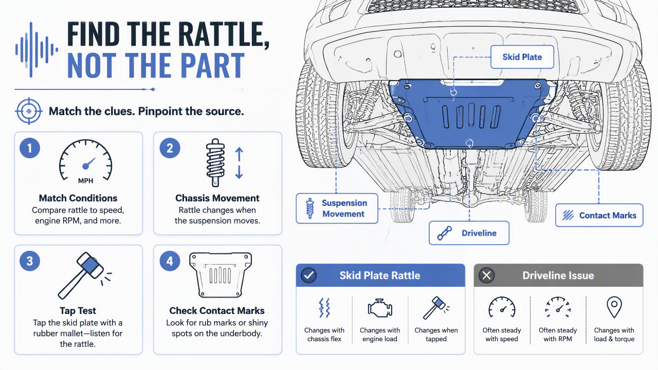 Illustration for How do you pinpoint skid plate, exhaust, or driveline noise?