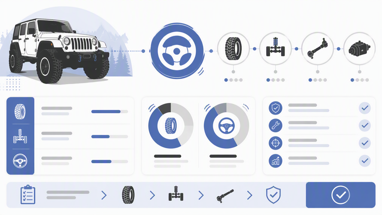 Infographic summarizing key insights about Jeep Steering Feels Loose After Bigger Tires? What Changed