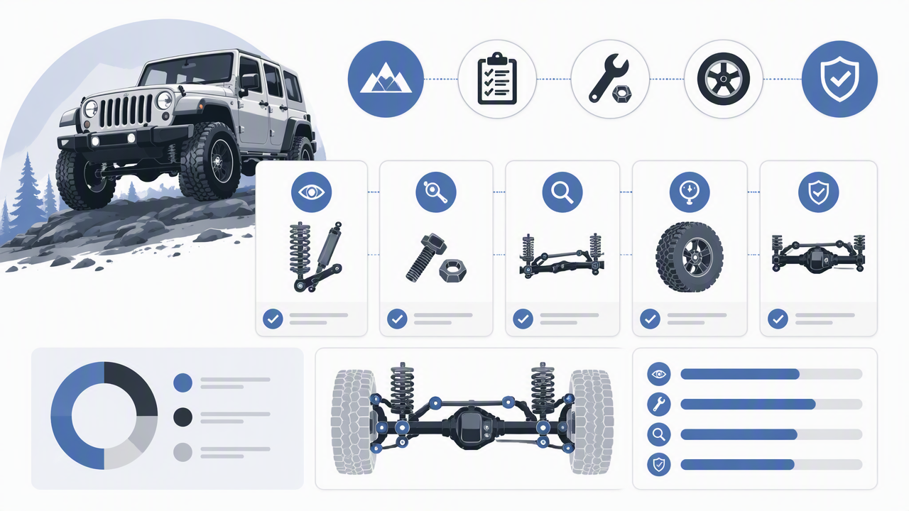 Infographic summarizing key insights about Jeep Suspension Bolt Retorque After Off Road: Safe Post-Trail Checklist