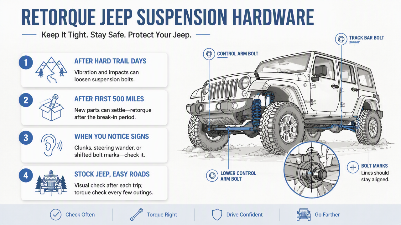 Illustration for When should you retorque after trail driving?