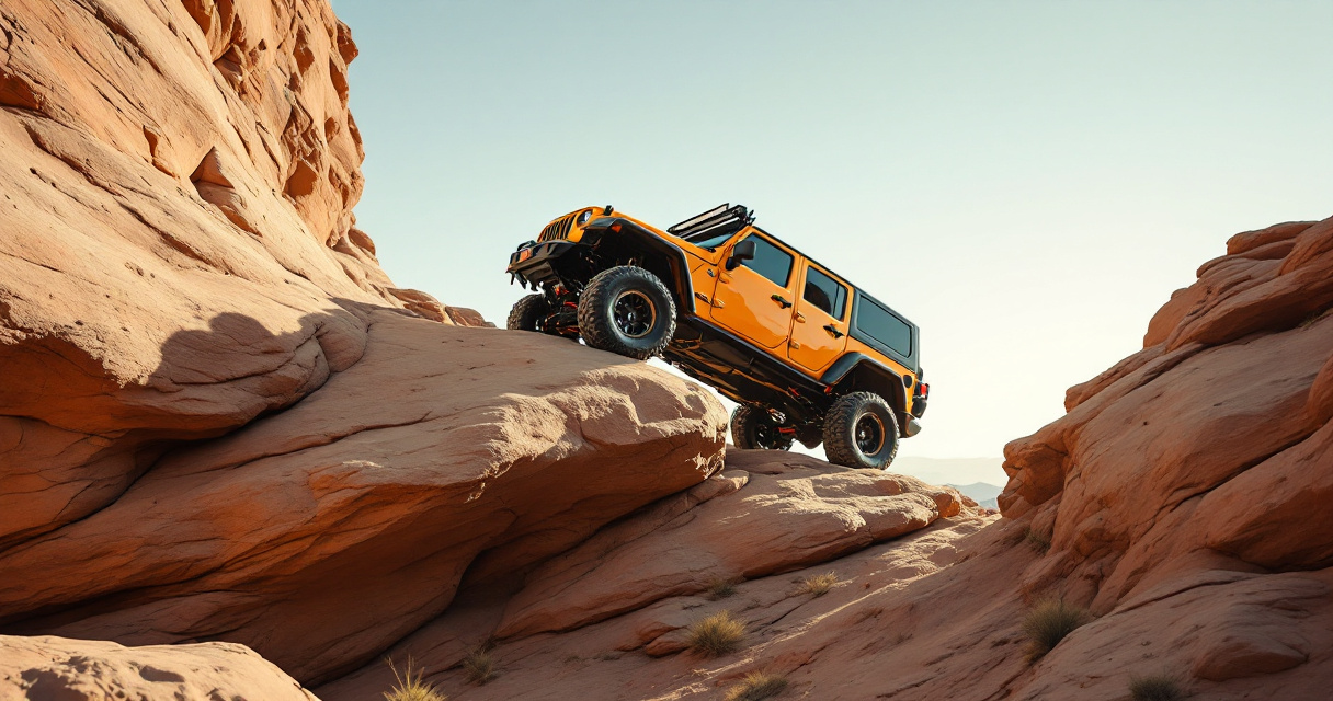 Side view of 4x4 demonstrating approach breakover and departure clearance