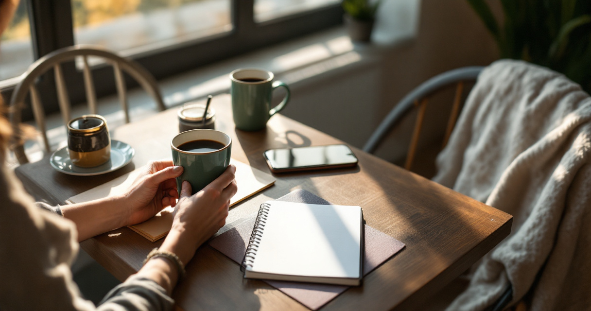 Hands reviewing everyday expenses at a breakfast table before dating