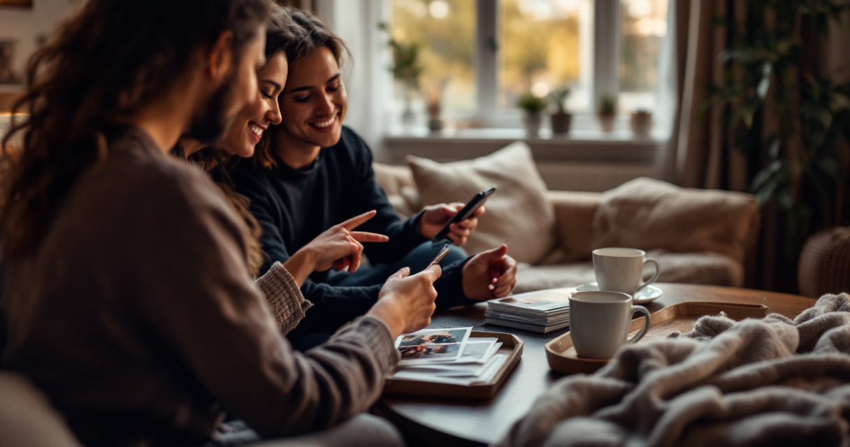 Friends reviewing a dating profile together to make values feel credible