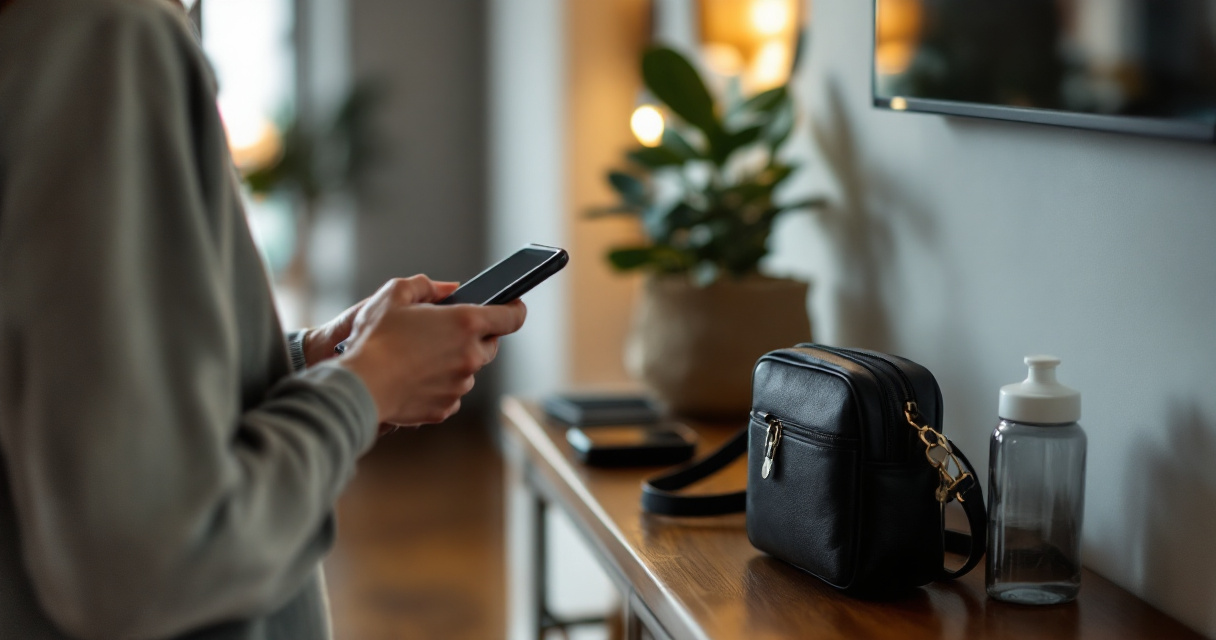 Apartment entryway with phone and essentials showing that a dating vouch is not a guarantee