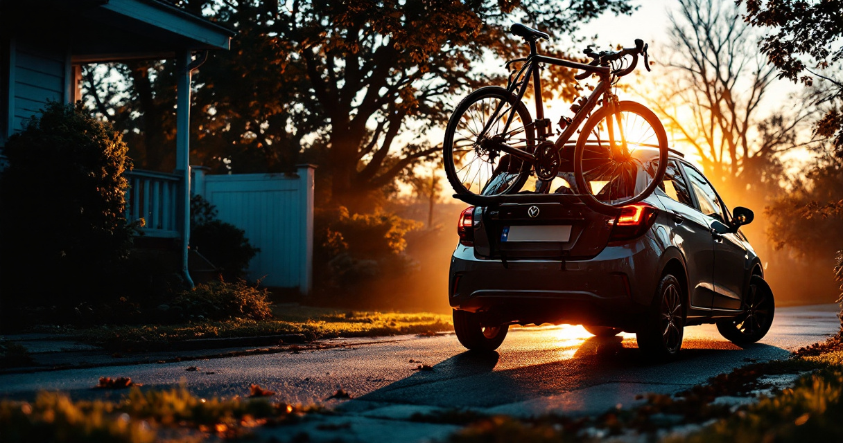 Hands checking trunk bike rack pads and straps to prevent car paint damage