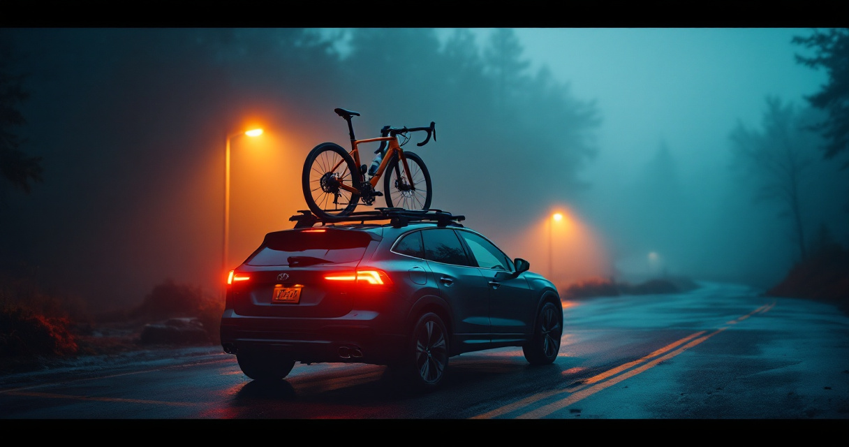 Carbon bike and full-suspension MTB secured without a hitch rack at trailhead