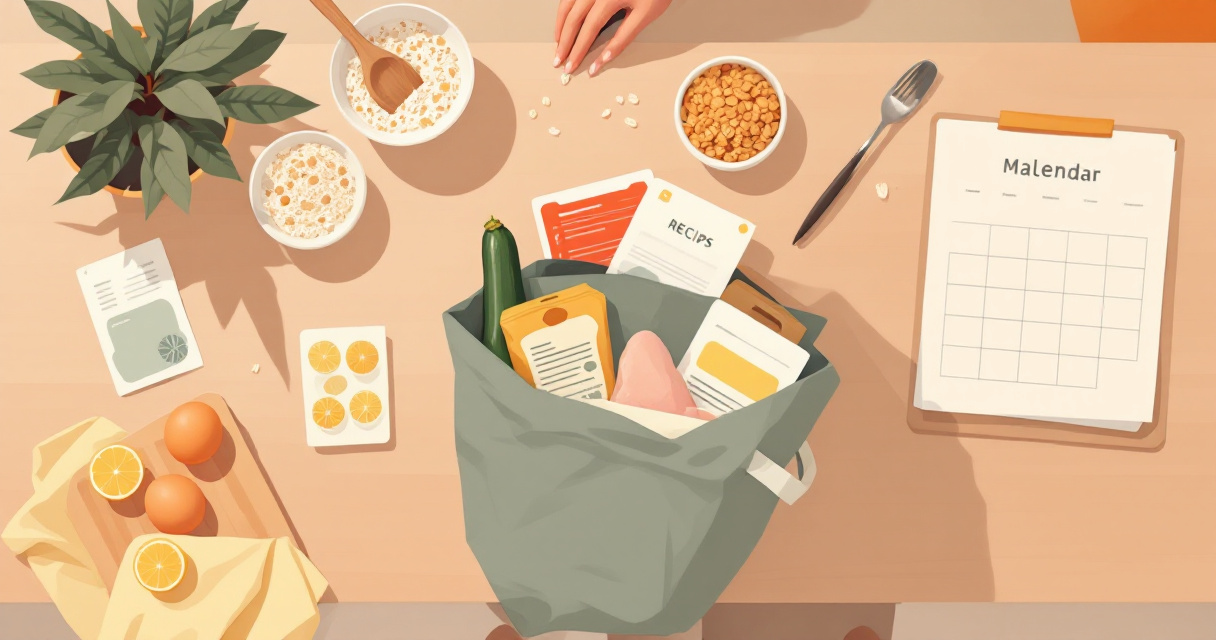 AI meal plan turning weekly recipes and pantry items into a grocery basket