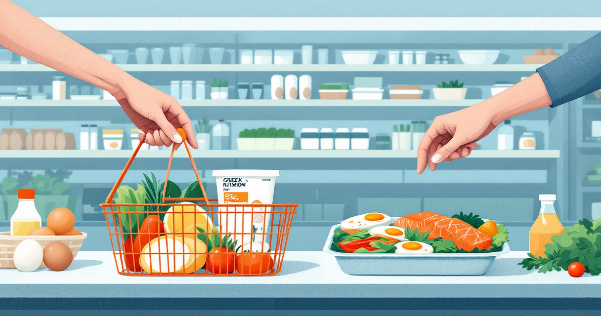 Shopper comparing whole foods and prepared meal options for more accurate nutrition tracking