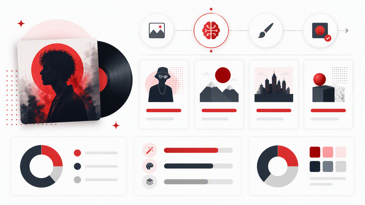 Infographic summarizing key insights about AI Album Cover Photo Generator: Create Release-Ready Artist Images