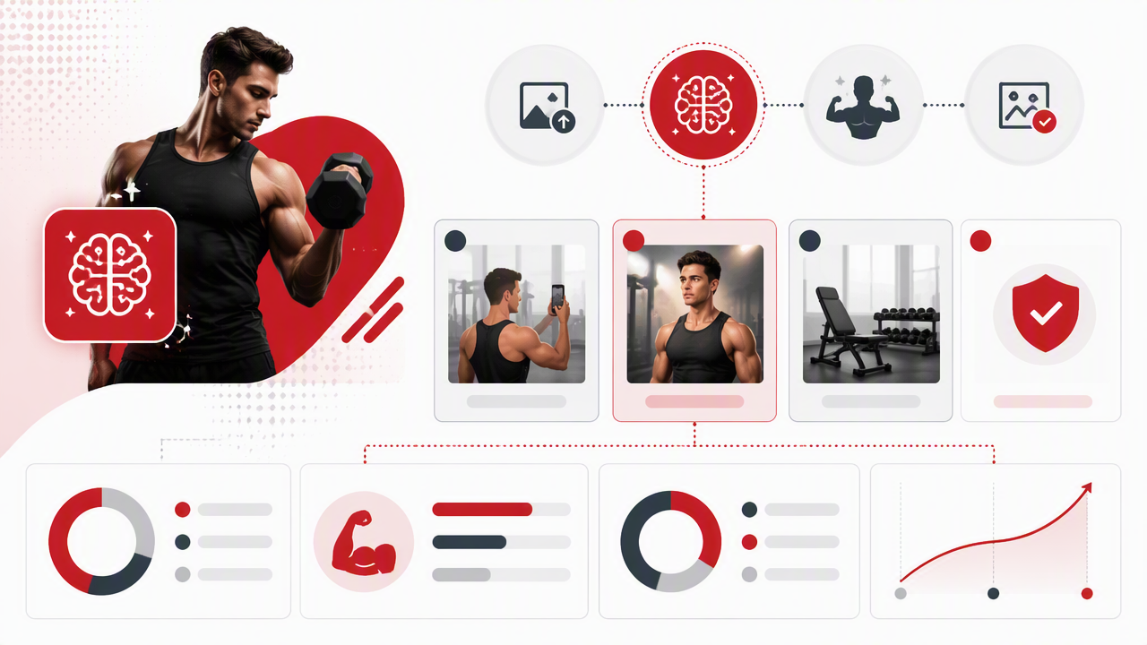 Infographic summarizing key insights about AI Fitness Photo Generator: Create Gym Photos That Look Strong, Not Strange