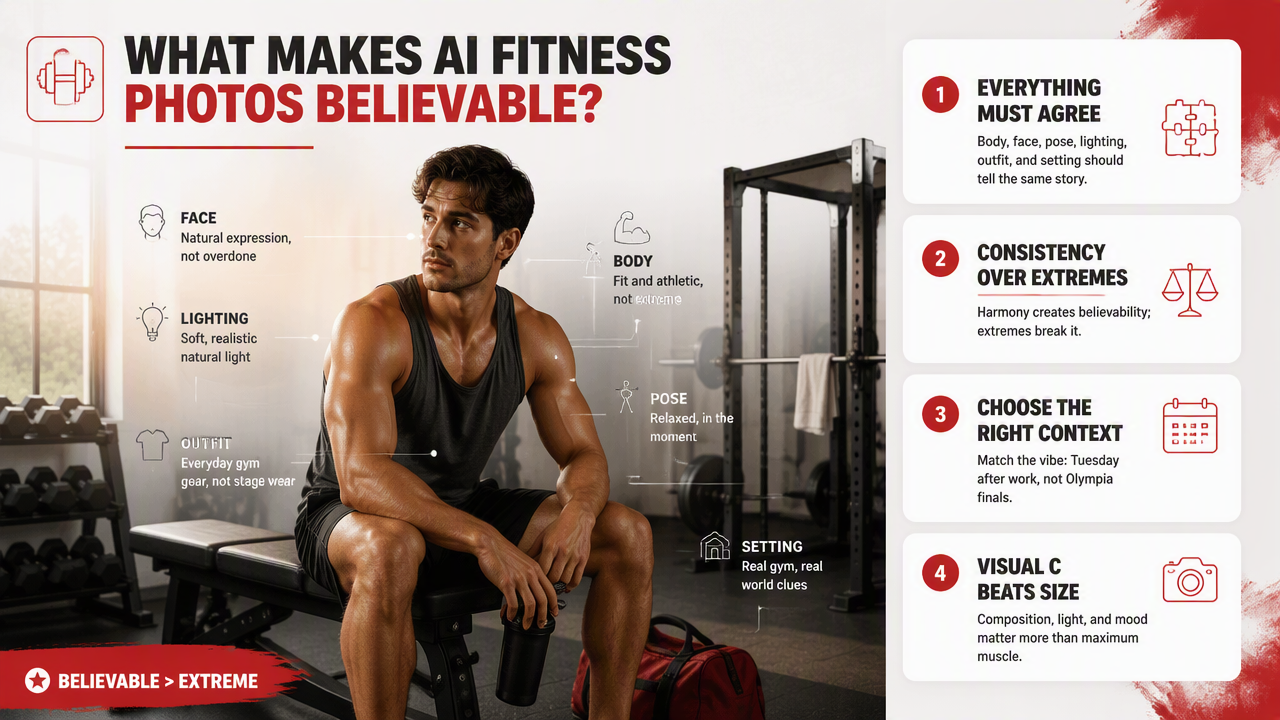 Illustration for What makes AI fitness photos look believable?