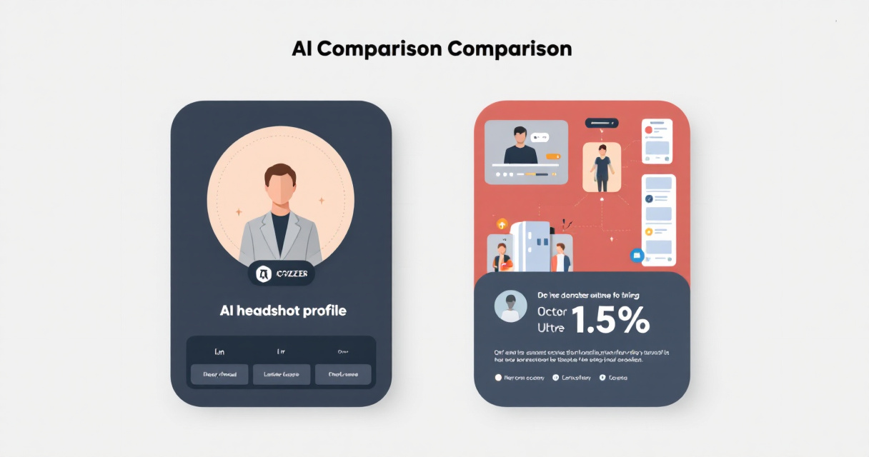 Infographic comparing AI headshots for professional trust with AI glamour photos for dating, lifestyle, and creative profiles.