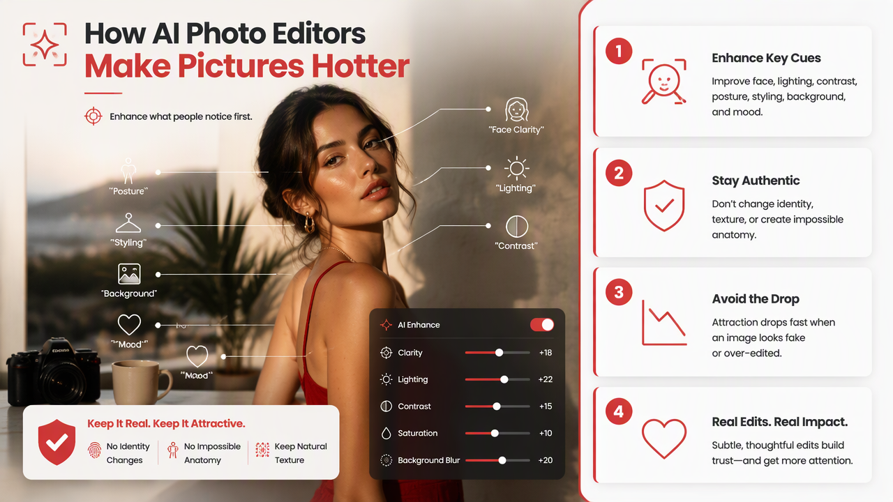 Illustration for How do AI photo editors make pictures look hotter?