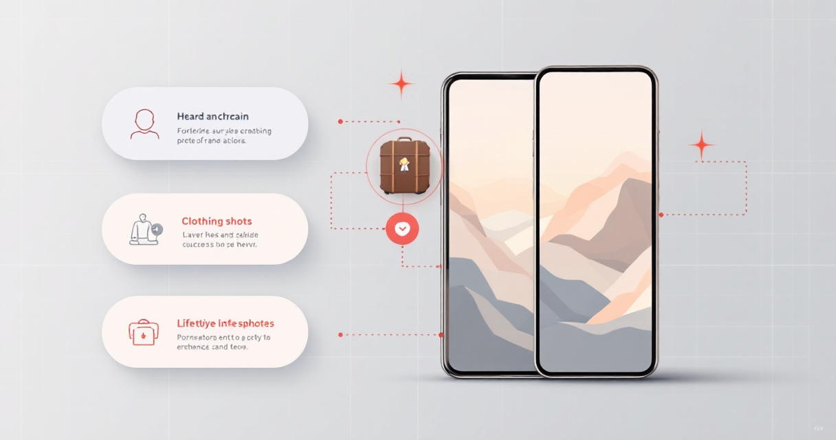 Infographic showing an AI Instagram lifestyle photo workflow from style and category choices to realistic generated portraits.
