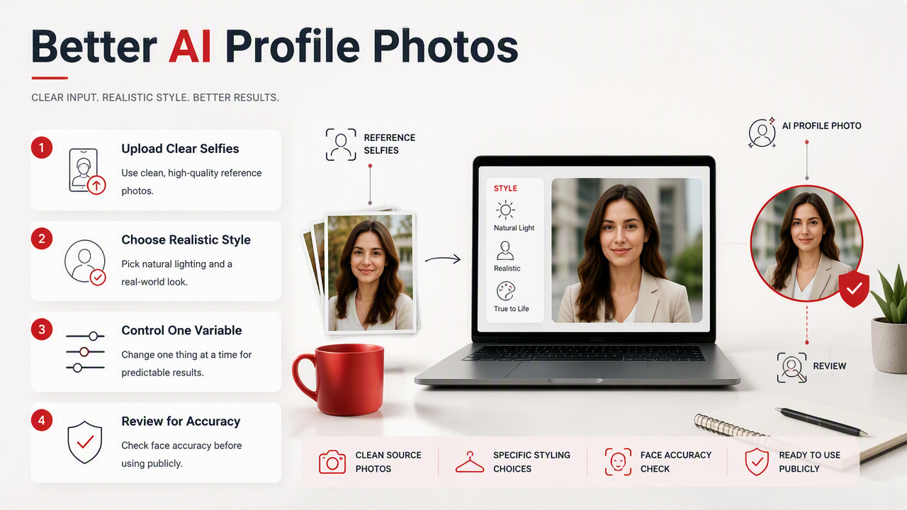 Illustration for How do you generate better AI profile photos?