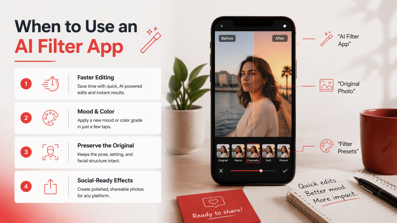 Illustration for When should you use an AI filter app?