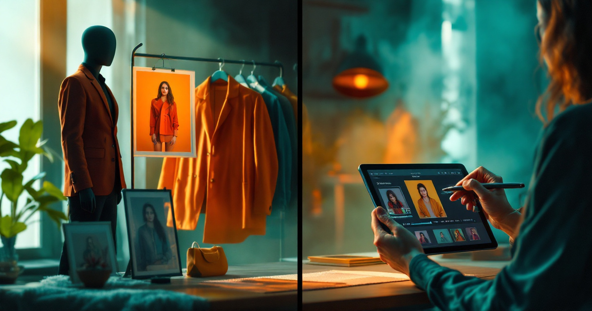 Side-by-side view of generated portrait concepts and editing an existing personal photo